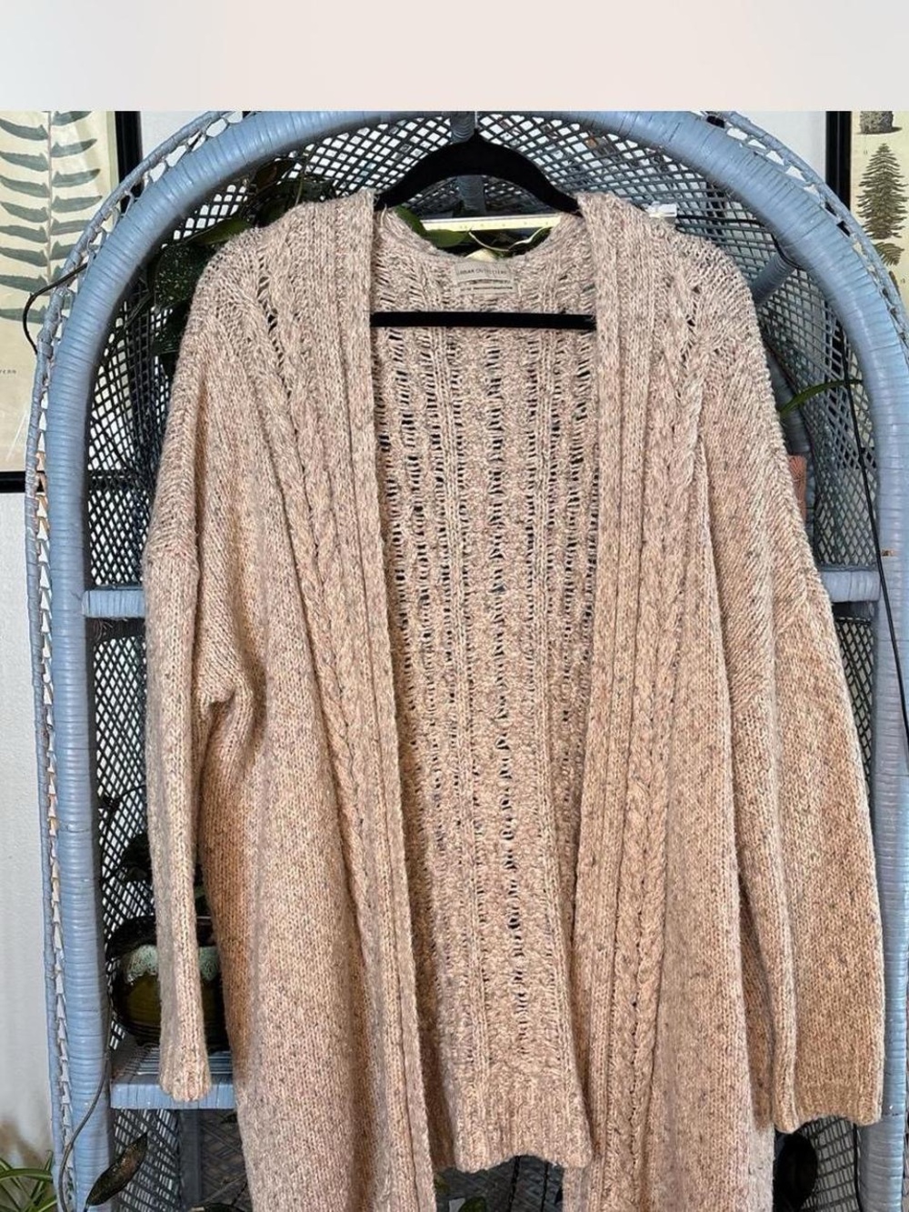 Cozy Open-Front Long Cardigan Sweater - Beige